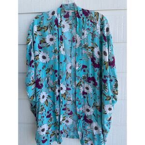 Victoria's Secret aqua floral M/L kimono robe cover